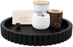 Round Decorative Tray for Coffee Table Decor, Circle Tray Decor 11" Black by LINCHUAN