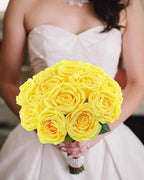 Coferset 10 Pcs Fake Silk Roses with Long Stems,Yellow - Image 6