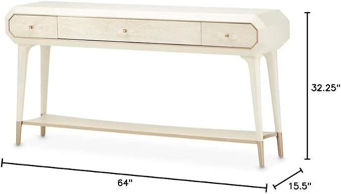 MICHAEL AMINI La Rachelle 3 Drawer Console Table in Champagne Ivory - Image 3