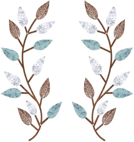 Zhengmy 2 Pcs Metal Leaf Wall Art Vine Branch Decor,Blue Brown Colors by Zhengmy
