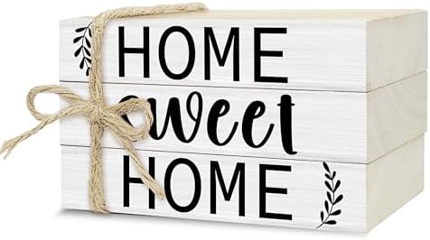 Mini Decorative Books for Home Decor, Small Rustic Wood Book Stack for Table Decor, Home Sweet Home Books for Living Room Bookshelf, Farmhouse Stacked Book Decorations (L32) by Ycyfckdr