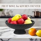 Deobath Large Resin Pedestal Decorative Bowl - Modern Fruit Bowl for Kitchen Counter - Handicraft Bowls for Home Decor - Key Bowl for Entry Table,Matte Black - Image 3