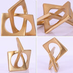Modern Geometric Sculpture Gold Knot Statue Decor, Home Gold Bookcase Centerpiece jax Decorative, Geometric Tabletop Sculpture and Figurines, For Golden Home Decor Accent, Cube Decorative Ornaments - Image 6