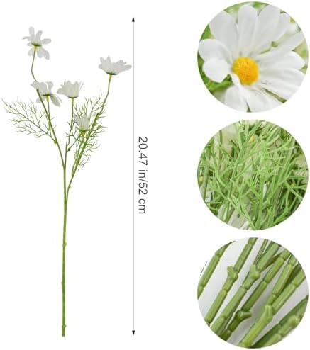 Artificial Daisy Flowers 12Pcs Artificial Flowers Silk Daisies with Stems Real Look for Home Wedding Garden Vase Decor (White) - Image 2