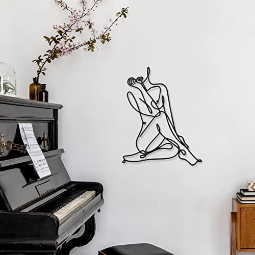 Photect 3 Pcs Metal Wall Art Minimalist Woman Line Decor, Fresh, Black - Image 4