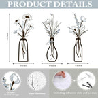 3 Pieces Metal Vase Flowers Wall Arts - Rustic Farmhouse Style Décor Metal Wall Art Black Minimalist Flower Natural Themed Wall Decors for Home Bedroom Dining Room Housewarming (Brown-Blue, Vase-C) - Image 2
