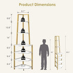 VECELO 6 Tier Corner Shelf 69 Inch Industrial Bookshelf with Metal Frame, Multipurpose Tall Plant Stand with Opening Display Shelves for Living Room, Bedroom, Home Office, Small Space, Gold - Image 2