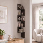 Furinno Rossi 5-Tier Corner Floating Book Shelves for Wall, Espresso - Image 4