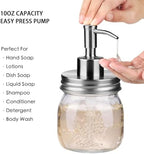 Amolliar Glass Mason Jar Bathroom Accessories Set 4 Pcs (Brushed Nickel) - Image 3