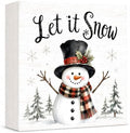 Christmas Decorations Winter Snowman Let It Snow Wood Box Sign by GUDIO