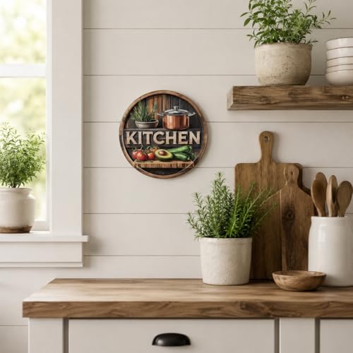 Kitchen Metal Sign 8x8in Round Rustic Plaque for Cooking Space Wall Decor Farmhouse Gift - Image 4