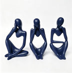 BrownLove 3pcs Blue Human Body Abstract Art Decoration, Modern White Art Resin Statue Room Office Shelf Bookcase Decoration by Unknown