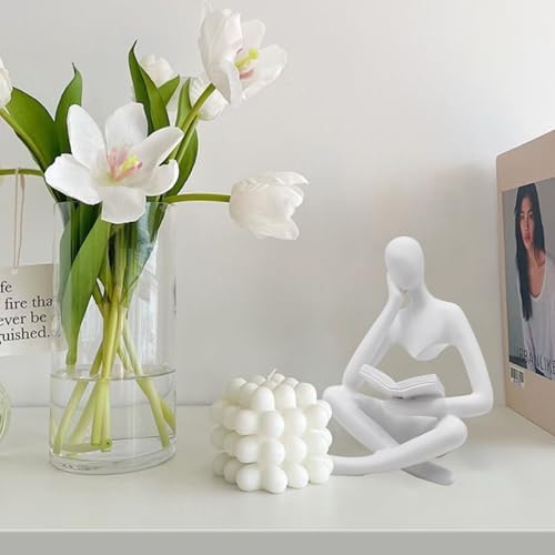 Jinkoozz Reading Women Statue, Thinker Sculptures, Abstract Art Ornament, Modern Aesthetic Figurine Decoration, Suitable for Home Living Room Bedroom Office Shelf Table Desk Bookshelf Decor - Image 5