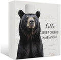 Funny Bear Bathroom Decor - Hello Sweet Cheeks Bear Bathroom Decor, Rustic Farmhouse Wooden Sign, 5 X 5 Inches by Unknown