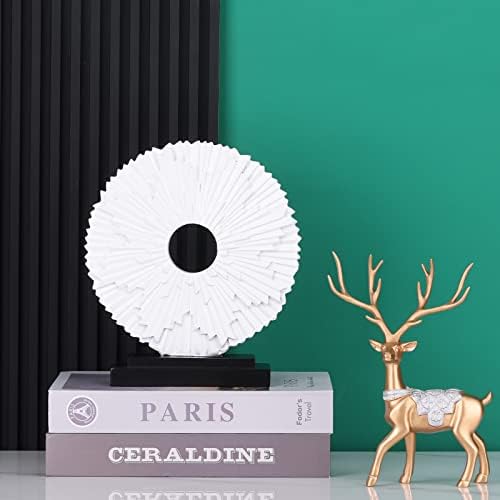 White Home Decor Sculpture, Unique Round line Statue, Modern Home Decor, Decorative Panel Statue for Living Room tv Cabinet, Office, Coffee Table, Dining Table Center White Decor - Image 5