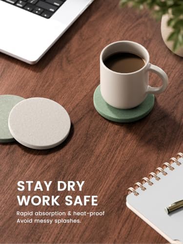 Fluxynara Felt Coasters with Holder, Set of 8 for Drinks, Sagewood - Image 4