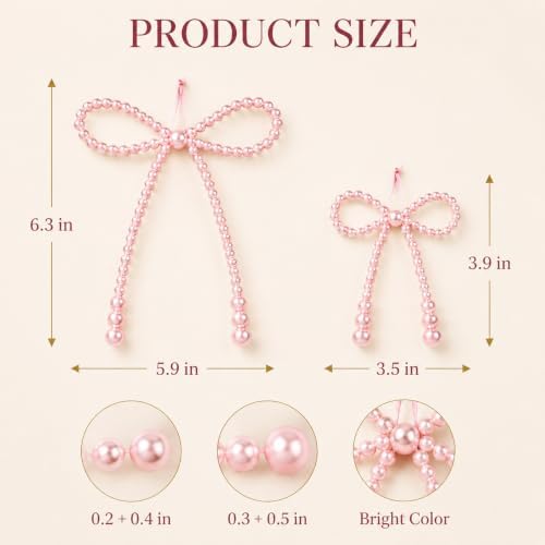 DIYDEC 24pcs Pearl Christmas Bow Ornament 7&4.5In Tree Topper Hanging Decor - Image 2