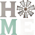 Mkono Wood Home Sign, Metal Windmill for O, Farmhouse Wall Decor by Mkono