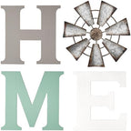 Mkono Wood Home Sign, Metal Windmill for O, Farmhouse Wall Decor by Mkono