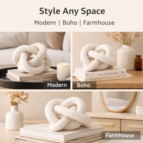 Yalikop 3 Link Wood Knot Decor Rustic Table Shelf Accents, White - Image 6