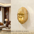 Juedawyal Gold Animal Head for Wall, Resin Gorilla Animal Heads Wall Decor Sculpture Vintage Wall Art for Eclectic Gallery Wall Entryway Bar Living Room Home Office - Image 4