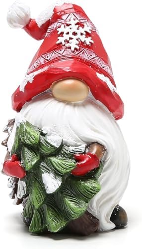 Hodao Christmas Gnomes Decor Resin Figurines with Red Hats and Snowflake Design, Cute Collectible Holiday Statue for Table Decor, Happy Xmas Gift to Celebrate Festive Home Centerpiece Decoration - Image 6