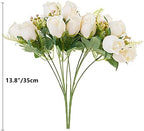 Artificial Rose Flowers 20 Heads 2 Bundles Silk Bridal Bouquet, Cream - Image 4
