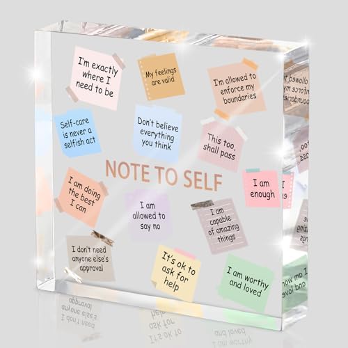 Inspirational Desk Decoration - 4x4" Acrylic with Inspirational Quotes, Perfect for Dorms and Offices, Daily Positive Affirmations, Therapist Room Decor, Positive Workspace Sign, and Wellness Gift by MUZRUYOU