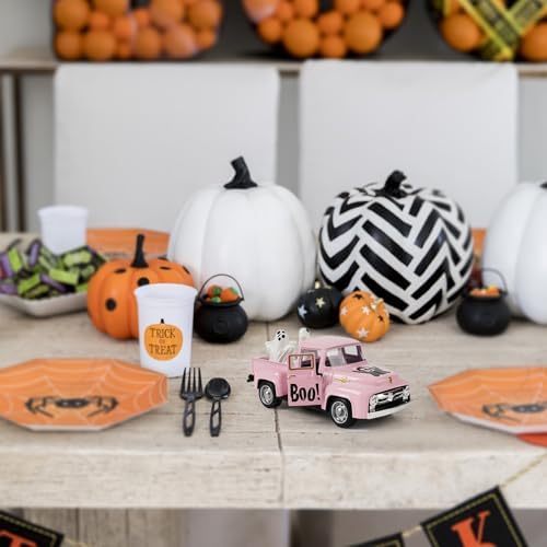 Pink Halloween Truck Decor, Ghost Pickup for Farmhouse Tabletop Decor - Image 5