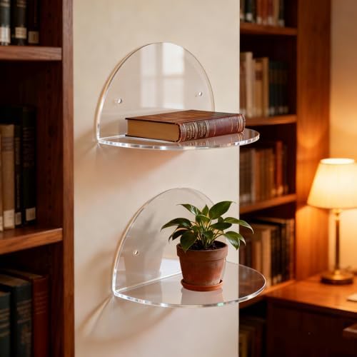 ROYALITA 2-Pack Small Acrylic Shelves Room Decor Floating Shelves, Clear - Image 2