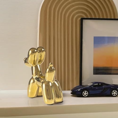 Notakia Gold Balloon Dog Figurine Ceramic Statue Modern Home Decor Accent - Image 6