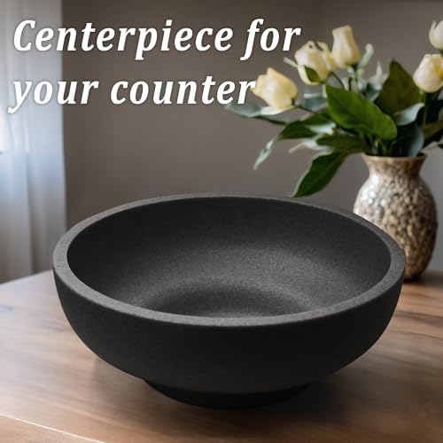 LIN CHUAN Decorative Bowl, Large Fruit Bowl, Artificial Stone Black - Image 2