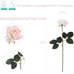 Kimura's Cabin 12pcs Real Touch Rose Artificial Flower Long Stem,Light Pink - Image 2