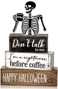 4 Pcs Halloween Coffee Table Decor Skeleton Nightmare Before Coffee Sign by Marsui