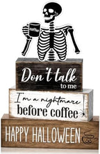4 Pcs Halloween Coffee Table Decor Skeleton Nightmare Before Coffee Sign by Marsui