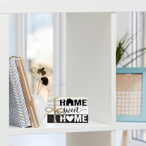 Ycyfckdr Mini Decorative Books for Home Decor, Small Rustic Wood Book Stack for Table Decoration, Home Sweet Decor Book for Living Room Bookshelf, Farmhouse Stacked Books Decoration (L31) - Image 4