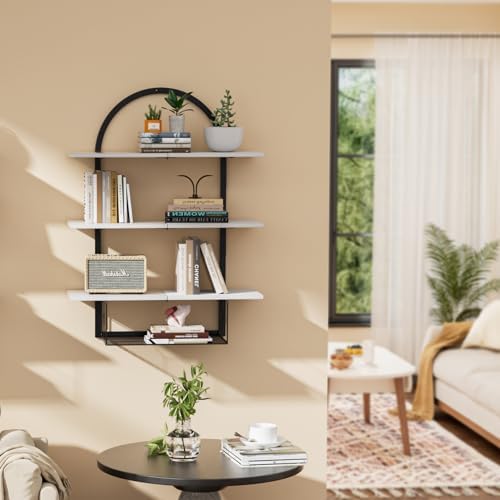 XLHOMO Floating Shelf for Wall- 31.5"x 24" 3+1 Tier White Bathroom Floating Shelves with Basket for Bathroom, Living Room,Bedroom and Kitchen - Image 6