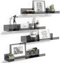 upsimples 4 Pcs 15" Acrylic Shelves for Wall Decor and Display, Clear Black by upsimples