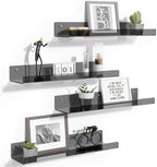 upsimples 4 Pcs 15" Acrylic Shelves for Wall Decor and Display, Clear Black by upsimples