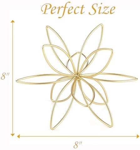8" Gold Decorative Sphere, Metal Floral Tabletop Sculpture, Abstract Tabletop Decorative Ball for Home Metal Sphere Decor - Image 6