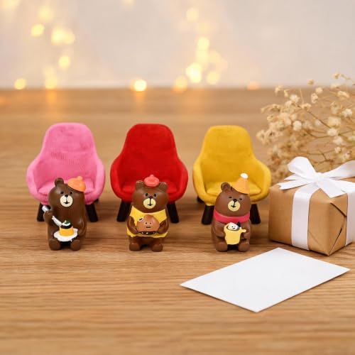 Mevodeata Bear Figurine Set of 6, 3 Bears on Mini Sofas, Chill Time - Image 5