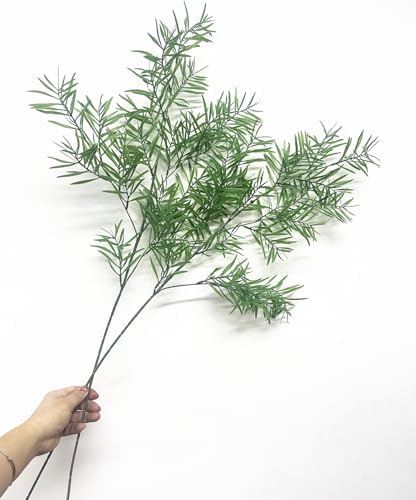 Artificial Plants Fake Plant Simulation Bamboo Leaf Tall 31 Inch, Faux Reed Plastic Leaves Faux Greenery Bushes Flexible Branches Stems for Indoor Outdoor Decor Wedding Party DIY Decoration - 2 Pack - Image 3