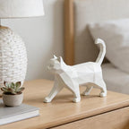 Cynkeyee Geometric Cat Statue Knick-Knacks - White, 6x5x1.6 Inches by Cynkeyee