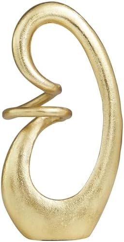 Deco 79 Aluminum Metal Abstract Decorative Sculpture Swirl Home Decor Statue, Accent Figurine 7" x 4" x 13", Gold - Image 3