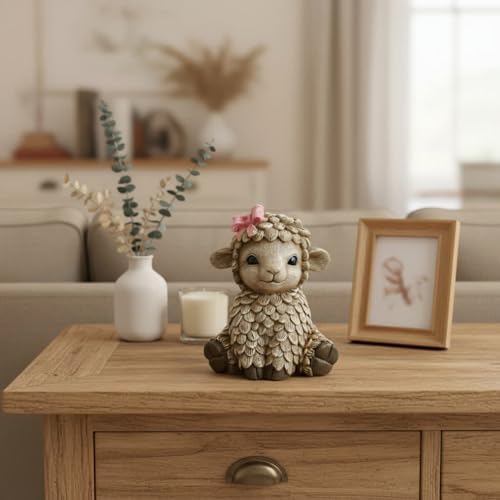 Rustic Baby Lamb Figurine for Home Décor – Cute Farmhouse Animal Ornament for Nursery or Shelf – Handcrafted Resin Sheep Statue Gift for Baby Shower, Easter, or Mother’s Day – Bo The Lamb - Image 3