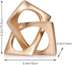 Modern Geometric Sculpture Gold Knot Statue Decor, Home Gold Bookcase Centerpiece jax Decorative, Geometric Tabletop Sculpture and Figurines, For Golden Home Decor Accent, Cube Decorative Ornaments - Image 2