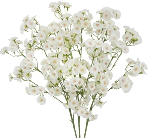 3Pcs Artificial Wildflowers White Long Stem Faux Silk Flowers for Tall Vase by Unknown