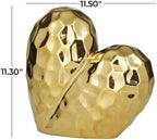 Deco 79 Porcelain Ceramic Heart Decorative Sculpture Dimensional Angled Origami Inspired Home Decor Statue, Accent Figurine 12" x 6" x 11", Gold - Image 5