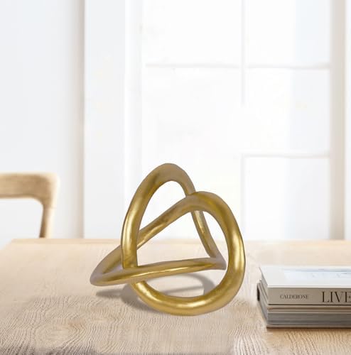Modern Geometric Round Sculpture Gold Knot Statue Decor Tabletop Sculpture and Figurines Round Decorative Ornaments Knick Knacks Home Decor for Shelves Coffee Table Bookshelf Decoration Gifts - Image 2