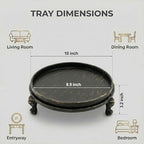 Black Decorative Tray, 11.8 Inch Round Tray with Claw Feet - Image 2